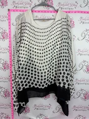 Milano blouse shirt Black and White Polka Dot Sheer Blouse